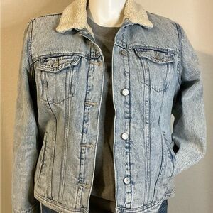 Old Navy Light Blue Jean Jacket with Cream Collar